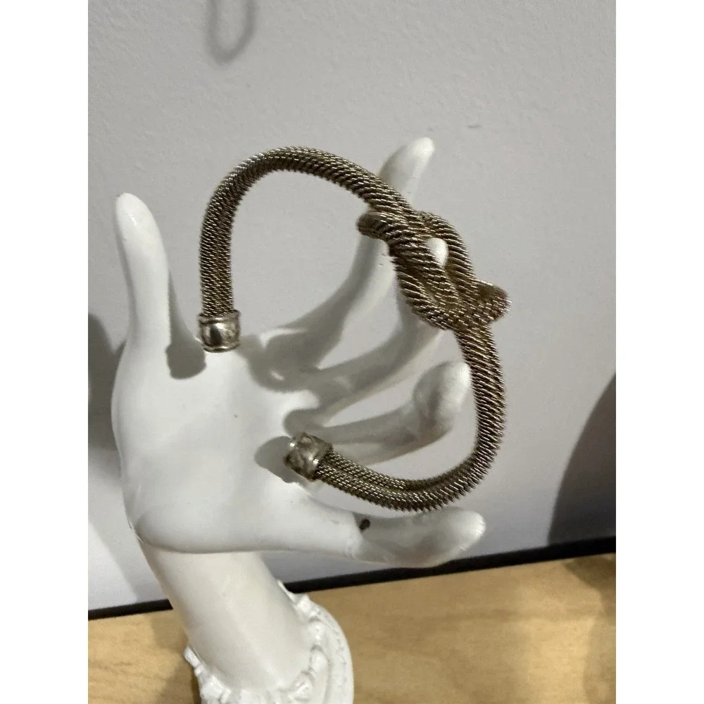 FLEXIBLE STERLING SILVER 925 MESH KNOT CUFF BRACELET 7
